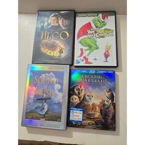 Movie Lot Hugo Grinch Sound of Music Legend of Guardians DVD Blu-ray Bundle